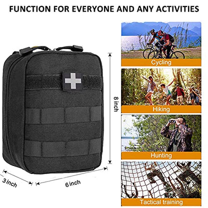 First Aid Pouch Empty Small, Tactical Molle EMT Pouch Compact Medical IFAK Rip Away Untility Bag Pouches - color: Black