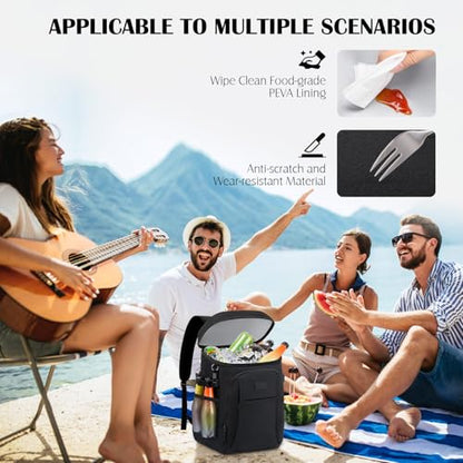 Tuwubi Cooler Backpack 35/42 Cans, Backpack Coolers Insulated Leak Proof for Men Women, Waterproof Soft Sided Lunch Camping Beach Travel Ice Chest Backpack Cooler Bag - color: Black, size: Medium