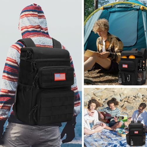 Tactical Backpack Cooler,Soft Lightweight Leakproof Cooler Backpack,Insulated Cooler Bag,Portable Soft Cooler Bag Waterproof for Beach, Travel, Camping, Picnic, Hiking - color: Black