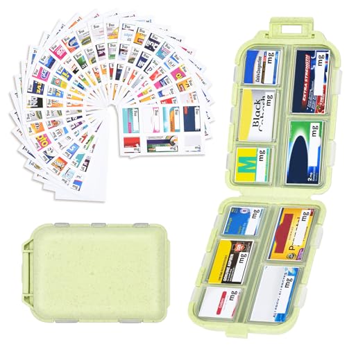 Travel Medicine Kit with 189 Labels, Pill Cases Organizers 7 Day Compact Pill Organizer Mini Pill Case Pill Storage Organizer (Yellow, 1 Pack) - color: Straw Yellow, size: Standard