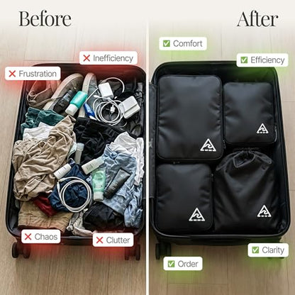 Well Traveled 8 pcs Compression Packing Bags Cubes Set with HybridMax Double-Capacity Design - Packing Cubes for Travel Compression to Maximize Limited Luggage Space, Black - color: Black, size: 8-piece