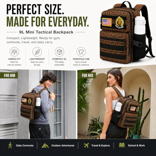 9L Mini Tactical Backpack for Men Women,Small Military Tactical Backpack for Sport,Gym,Hiking,Travel,Camping(Leopard) - color: Leopard