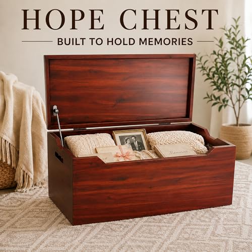 Hope Chest, Wooden Keepsake Box, Memory Storage Trunk, Solid Wood Heirloom Chest, Fully Assembled, Mahogany - 30” - color: Keepsake Chest - Mahogany
