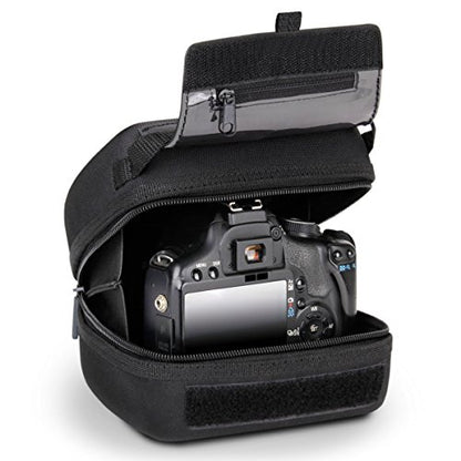 USA Gear Hard Shell Camera Case for DSLR & Mirrorless Cameras, Compatible with Canon, Nikon, Sony & Fujifilm - Fits EOS R100, Rebel T7 / 2000D, Nikon Z30, Sony A7III / A7 IV, Fujifilm X-T5 / X-T50 - color: Hard Case - Black