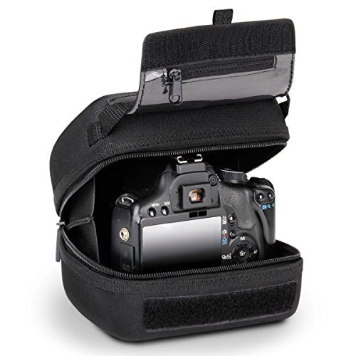 USA Gear Hard Shell Camera Case for DSLR & Mirrorless Cameras, Compatible with Canon, Nikon, Sony & Fujifilm - Fits EOS R100, Rebel T7 / 2000D, Nikon Z30, Sony A7III / A7 IV, Fujifilm X-T5 / X-T50 - color: Hard Case - Black