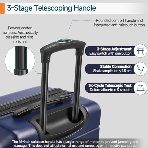 Hoteel Luggage Sets 3 Piece, 4-Yr Warranty, PC+ABS Suitcases with Wheels and Side Hook, Hardshell 20 inch Luggage with Duffel Bag Travel Bag, Dark Blue - color: Dark Blue, size: 3 Piece Set (20/DB/TB)