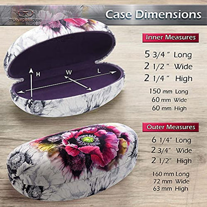 MyEyeglassCase® Large Hard Sunglasses Case | fits Large curved Sunglasses, with microfiber bag and cleaning cloth - color: As413 Poppy