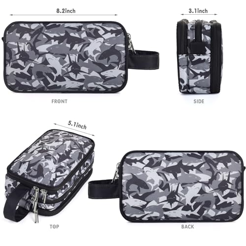 Kids Toiletry Bag for Boys, Travel Toiletry Bag for Little Young Boys Waterproof Hanging Wash Bag Toddler Traveling Toiletries, Shark Black - color: Shark-Black