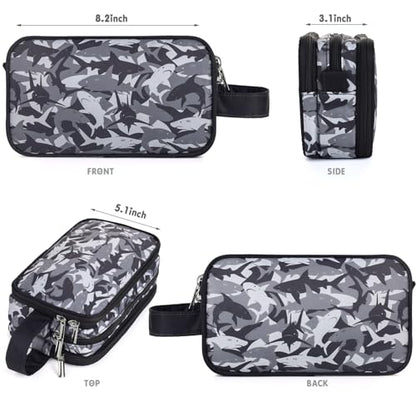 Kids Toiletry Bag for Boys, Travel Toiletry Bag for Little Young Boys Waterproof Hanging Wash Bag Toddler Traveling Toiletries, Shark Black - color: Shark-Black