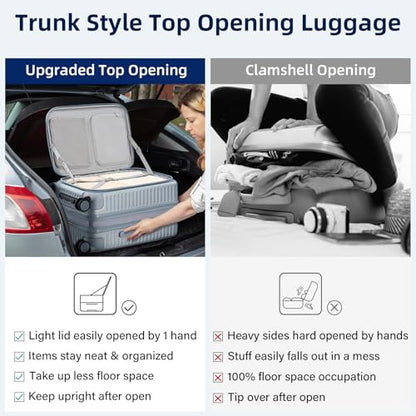 HanTrip 20 Inch Carry on Luggage 22x14x9 Airline Approved Hard Shell Suitcases with Wheels, Top Opening Expandable Carry on Luggage with Cup Holder Small Rolling Suitcase with Lock, Silver - color: Arctic Silver, size: Expandable 20 Inch