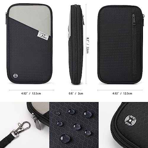 VanFn RFID Travel Passport Wallet, Family Passport Holder, Trip Document Organizer P.Travel Series - color: Black