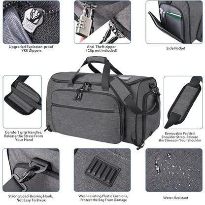 HILOMON Garment Duffle Bags for Travel, YKK Zippers Carry On Convertible Suit Bag with Waterproof Compartment & Shoe Compartment & Shoulder Strap - color: Waterproof Compartment