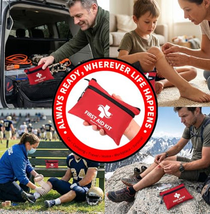 Protect Life Doctor Developed Mini First Aid Kit, 100 Piece Waterproof Emergency Kit for Car, Boat, Camping & Travel, Includes Emergency Blanket, Tourniquet & First Aid Guide - size: 100 Pieces Kit