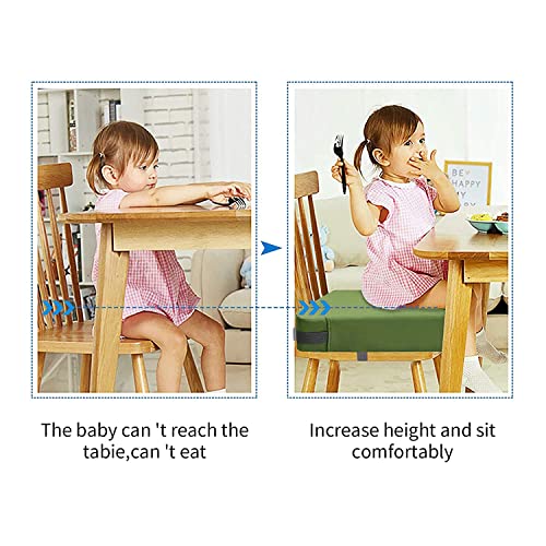 Toddler Booster Seat for Dining Table, PU Washable Double Safe Straps Non-Slip Bottom Booster Seat Dining Toddler, Portable Travel Increasing Cushion (Light Green) - color: Light Green