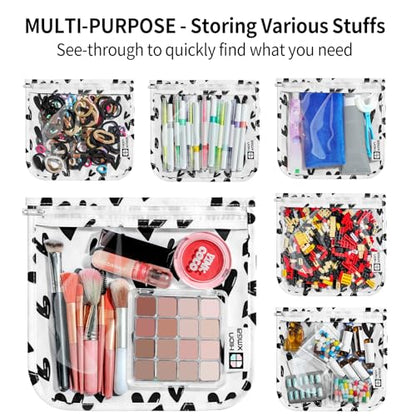 HIONXMGA TSA Approved Toiletry Bag, Set of 3 Clear Travel Toiletry Bag Quart Size Zipper Travel Pouch, Waterproof Makeup Cosmetic Bag for Women Men Kids Toiletries Carry on, Hearts Large - color: Hearts, 3 Large