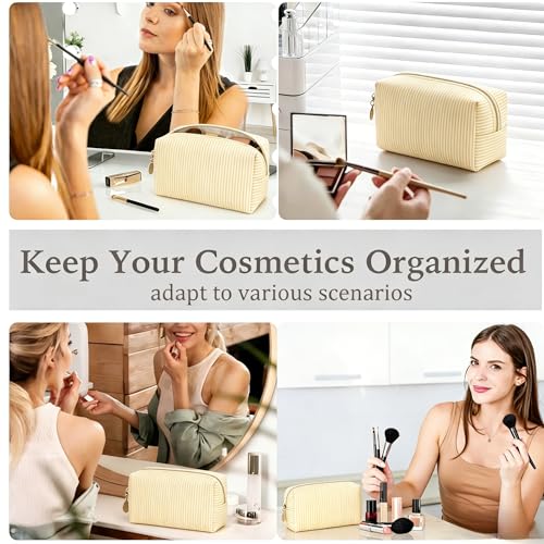 2pcs Makeup Bag Travel Toiletry Bag for Women Lightweight Make Up Bag Purse Organizer Pouches Large Cosmetic Bag Small Makeup Pouch Medicine Bag Travel Essentials for Women Yellow - color: yellow