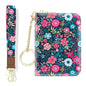 Aiawoxc Credit Card Holder, Small RFID Wallet Slim Leather Card Organizer Case with Zipper and Wristlet Strap, Elegant Flowers - color: B-Elegant Flowers, size: Wrist Strap