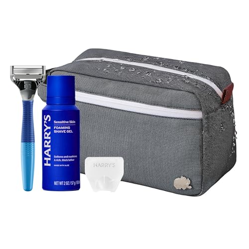 Harry's Travel Shaving Kit for Men - Toiletry Bag, Razor, Foaming Shave Gel, and Blade Cover -Travel Size Toiletries - size: Shave Kit + Toiletry Bag