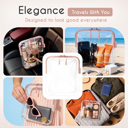 BORSALI TSA Approved Toiletry Bag - Clear Quart Size for 3-1-1 LIquids for Carry On Travel - Toiletries Organizer - Cosmetic Pouch with Zipper - Travel Accessories - 2 Pack | Quart Size for 3-1-1 Liquids, Carry On Travel, Cosmetic Pouch with Zipper, Toile