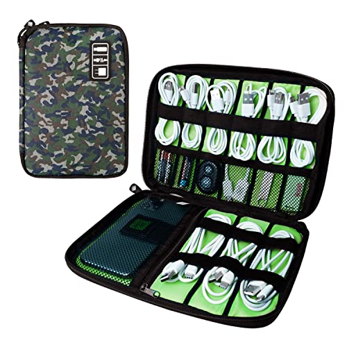 Lcsmaokin Electronics Travel Organizer,Portable Waterproof Electronic Travel Storage Bag for Small Charging Cord Storage,Charger,SD Card etc,for Travel,Business -Camouflage Green - color: C-Camouflage, size: Single Layer