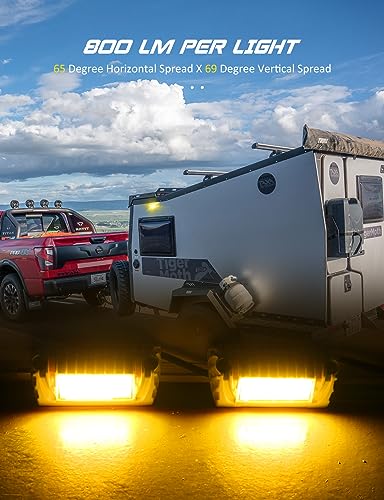 Chelhead RV Led Exterior Lights, Yellow 800lm Waterproof RV Porch Flood Lights 12V Exterior Light Fixture Compatible with RVs, Traliers, Campers - color: Yellow Light-White Housing
