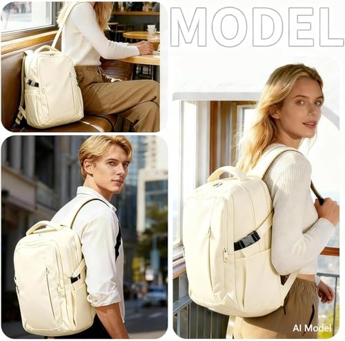 Travel Backpack for Women Men Carry on Backpack, Airline Approved Large Travel Bag Flight Approved Personal item, 15.6 Inch Laptop Backpack Casual Daypack for Weekender Business Hiking-WHITE - color: White