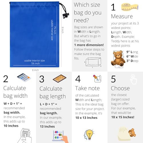 PALTERWEAR Drawstring Bag with Toggle - Nylon Cinch and Ditty Pouch Six-Pack (Blue, 6 x 8 Inch, Set of 6) - color: Blue, size: 6 x 8 Inch