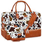ITIEZY Weekender Overnight Bag for Women - Large Travel Duffel Bag with Shoe Compartment, Gym Duffel Bag Hospital Bag Carry On Tote Bags for Airplanes with Crossbody Bag Toiletry Bag 3Pcs Set - color: 5-Brown Cow