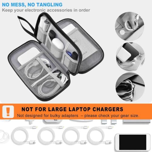 ZINMARK Portable Cable Organizer Case,Travel Pouch with Double-Layer Storage for Cables,Chargers,Earbuds & Phone,Dark Gray Black - color: Dark Gray Black