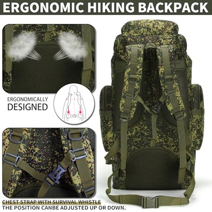 Hiking Backpack for Men 70L/100L Camping Backpack Military Rucksack Molle 3 Days Assault Pack for Climbing | Camping Backpack - color: 70l-greenmix