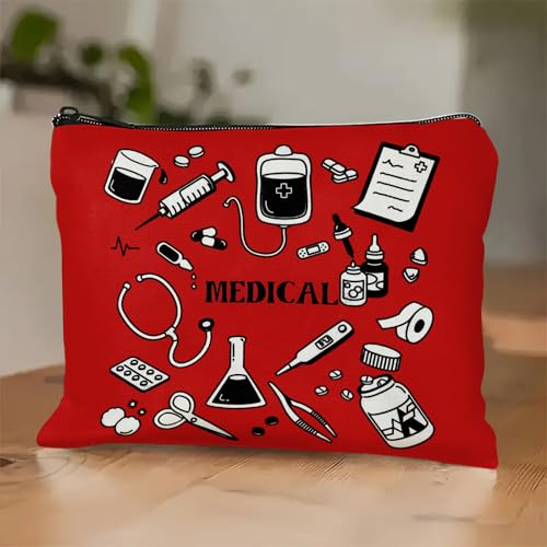 Medicine Storage Pouch with Diabetes, Medicines Bag, and Medical Supply Designs, White Canvas Zipper Cases, Multi-Use Functionality (Gift for Birthdays, Graduation, Christmas) (Style F) - style: Style F