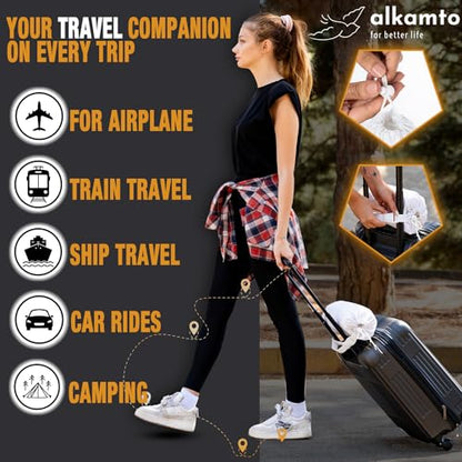 alkamto Travel & Camping Comfortable Memory Foam Pillow – Easy to Carry Portable Bag – Temperature Regulating Pillow Case (Pink Contour + Extra Cover) - size: Pink Contour Travel + Extra Cover