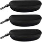 3 Pack Zipper Shell Eyeglasses and Sunglasses Case with Plastic Carabiner Hook - color: Black