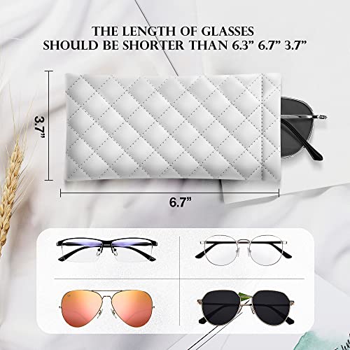 Squeeze Top Sunglass Pouch - Portable Sunglass Organizer Pouch Bags Soft PU Leather Glasses 2 Pack - color: Pink-white