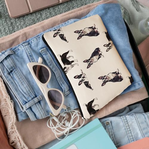 Boston Terrier Dog Makeup Bag, Boston Terrier Lovers Gifts Cosmetic Bag for Women, Dog Mom Lovers Owner Gifts for Women Christmas, Pet Lover Gift Zipper Travel Makeup Pouch for Purse - color: boston terrier