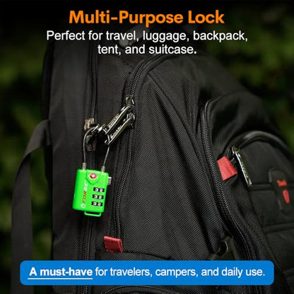 TSA Approved Cable Luggage Locks, Re-settable Combination with Alloy Body (Green 4 Locks) - color: Green 4Pk