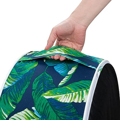Magpie Fabrics Inflatable Stool Ottoman Pouf D20 xH9, Outdoor Round Footrest Footstool, Portable for Patio Travel Camping - Green Lagoon Leaves - color: Green Lagoon Leaves