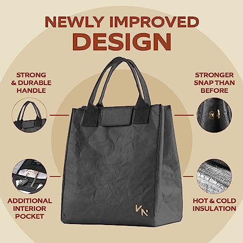 VonNova Women’s Insulated Lunch Bag with Premium 4mm Cooler Insulation, Cute Large 7L Lunch Tote for Office, Durable Small Lunch Box for Women, Stylish Lunchbox for Adults, Teens, Nurses, Teachers - color: Black