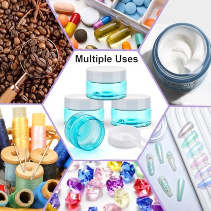 Cosywell Travel Containers for Toiletries Leak Proof Small Travel Containers with Lids 1 Oz 4 Pack Plastic Travel Jars for Creams TSA Approved Travel bottles for Lotion Makeup Cosmetics (Blue) - color: E-1oz Blue