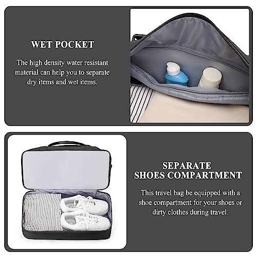 Weekender Bags for Women,Personal Item Travel Bag with Shoes Compartment,Overnight Travel Duffel Bag with Toiletry Bag - color: Black, size: Large