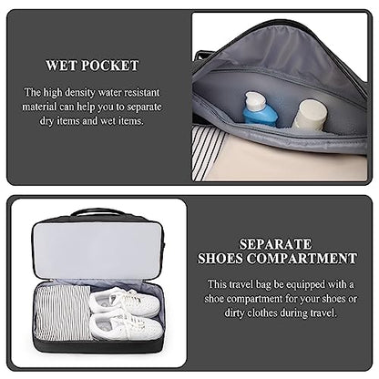 Weekender Bags for Women,Personal Item Travel Bag with Shoes Compartment,Overnight Travel Duffel Bag with Toiletry Bag - color: Black, size: Large