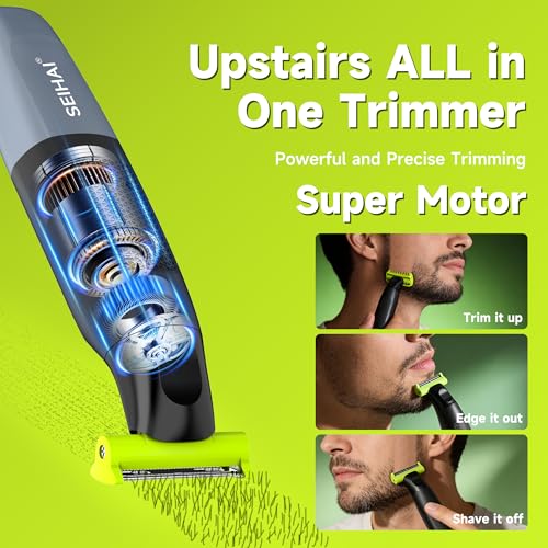 Body Hair Trimmer for Men, Electric Groin & Pubic Hair Trimmer, Painless Body Shaver for Chest, Legs, Bikini, Waterproof Wet/Dry, USB-C Rechargeable, Self-Sharpening Blades, 6 Guide Combs - color: Green
