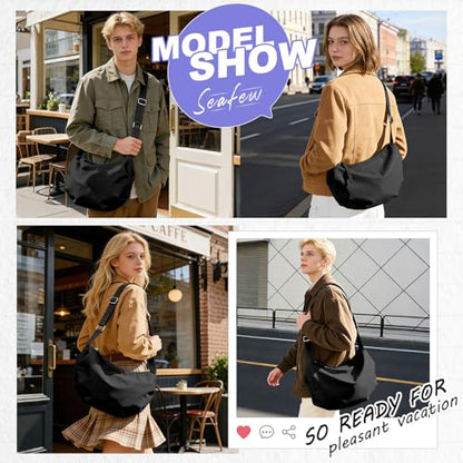 SEAFEW Mini Crossbody Bag Shoulder Bag for Men, Small Messenger Satchel Bag for Women - color: Black - Crescent