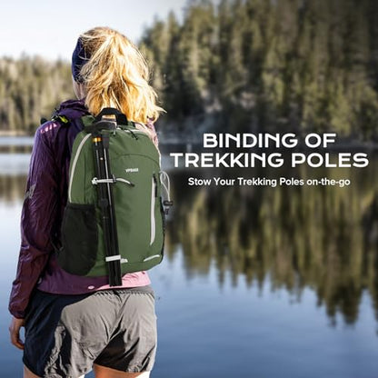 VPBAGE 15L Water-resistant Hiking Daypack, Small Backpack Travel Outdoor, Lightweight Packable Day Pack Carry On for Women Men Adults - color: Army Green