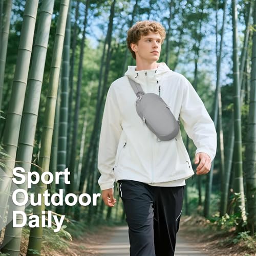 Small Sling Bag with RFID Blocking, Mini Fanny Pack for Women and Men, Convertible Crossbody Anti Theft Chest Bag for Travel Hiking Running, Grey - color: Grey