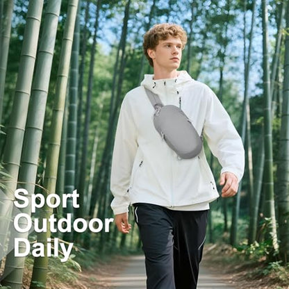 Small Sling Bag with RFID Blocking, Mini Fanny Pack for Women and Men, Convertible Crossbody Anti Theft Chest Bag for Travel Hiking Running, Grey - color: Grey