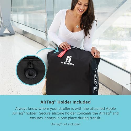 J.L. Childress Compact Travel Stroller Bag for Airplane - Fits Most Compact-Fold Single Baby Strollers, Compatible with UPPAbaby MINU, GB Pockit, Nuna TRVL & More, AirTag Compatible - Black - style: Unpadded