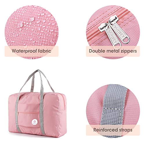 For Spirit Airlines Personal Item Bag Foldable Travel Duffel Bag Tote Carry on Luggage Duffle Overnight for Women and Men - color: 1112 Pink