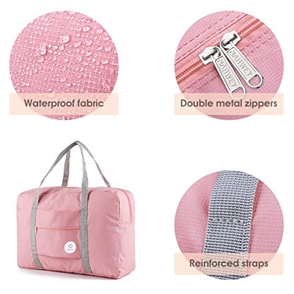 For Spirit Airlines Personal Item Bag Foldable Travel Duffel Bag Tote Carry on Luggage Duffle Overnight for Women and Men - color: 1112 Pink