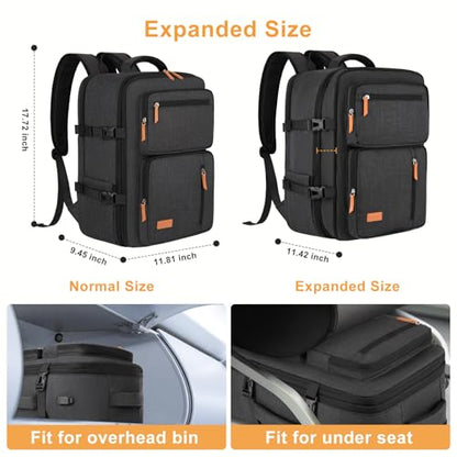 MOSISO 40L Travel Backpack for Women&Men, Flight Approved Carry on Daypack with USB Charging Port&3 Packing Cubes, 17-17.3 inch Expandable Suitcase Laptop Backpack for Office Work Travel, Black